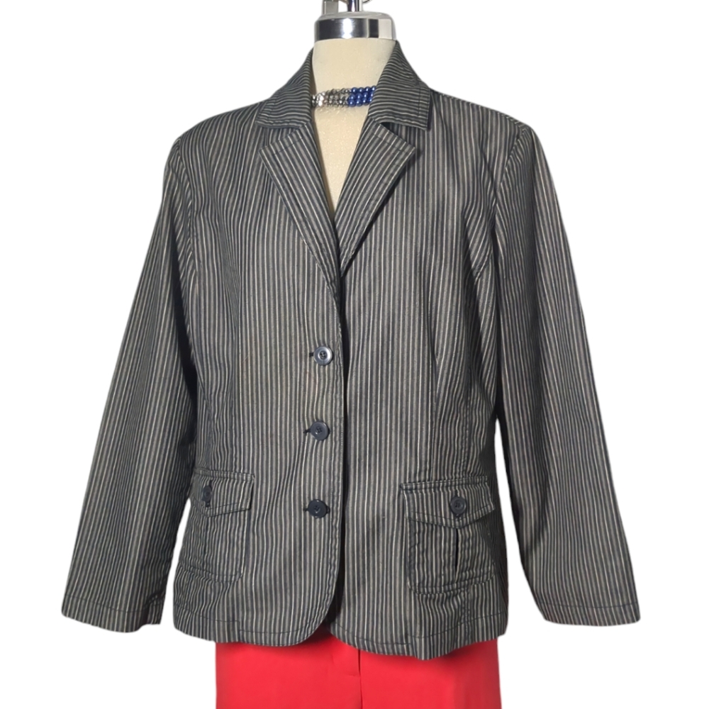 Vintage Lindor Black And Yellow Stripped Blazer Size 14
